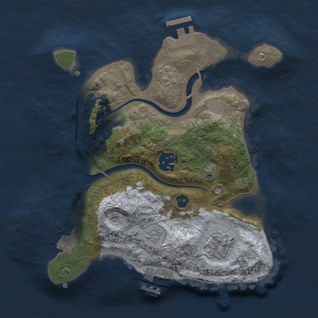 Rust Map: Procedural Map, Size: 2500, Seed: 1258053771, 8 Monuments