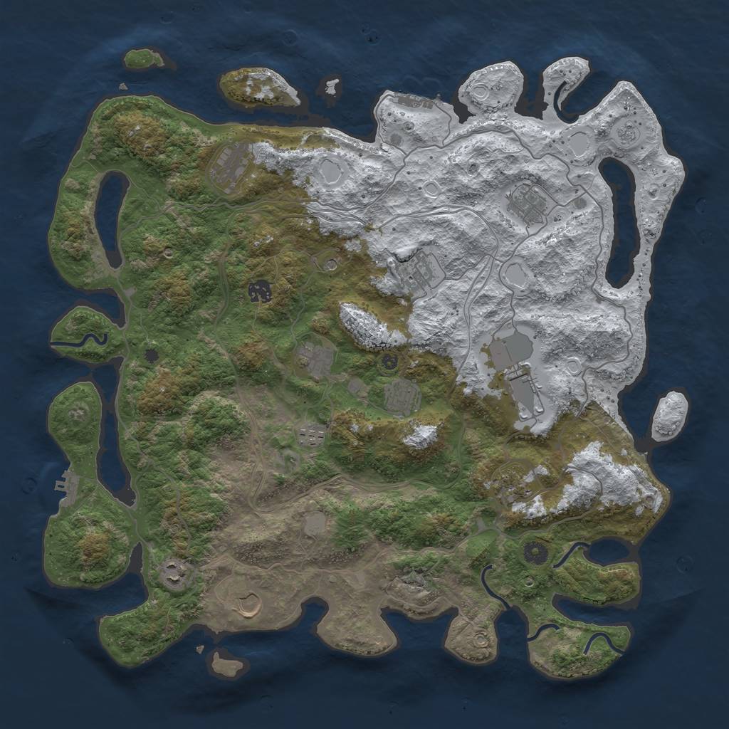 Rust Map: Procedural Map, Size: 4500, Seed: 1974304504, 20 Monuments
