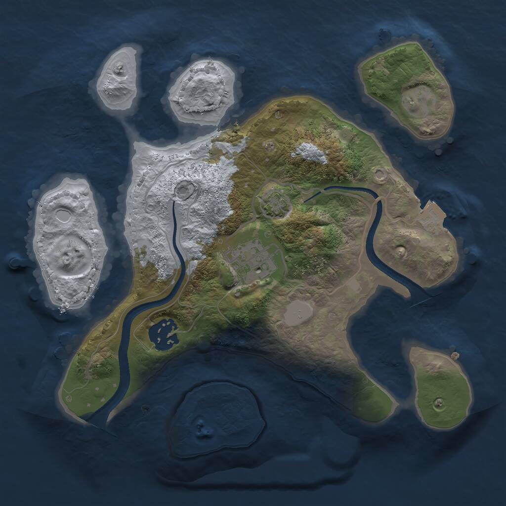 Rust Map: Procedural Map, Size: 2500, Seed: 1721505354, 4 Monuments