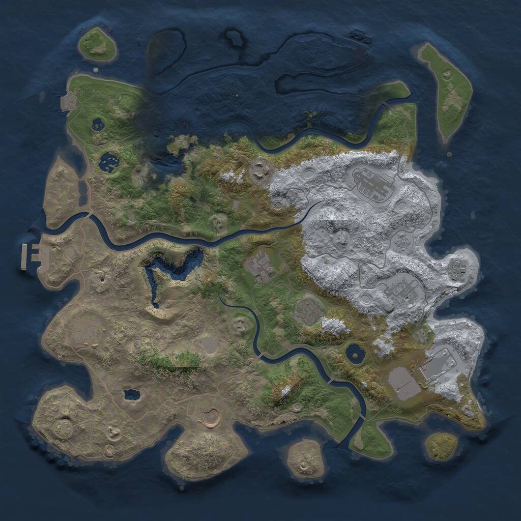 Rust Map: Procedural Map, Size: 4050, Seed: 576584452, 16 Monuments