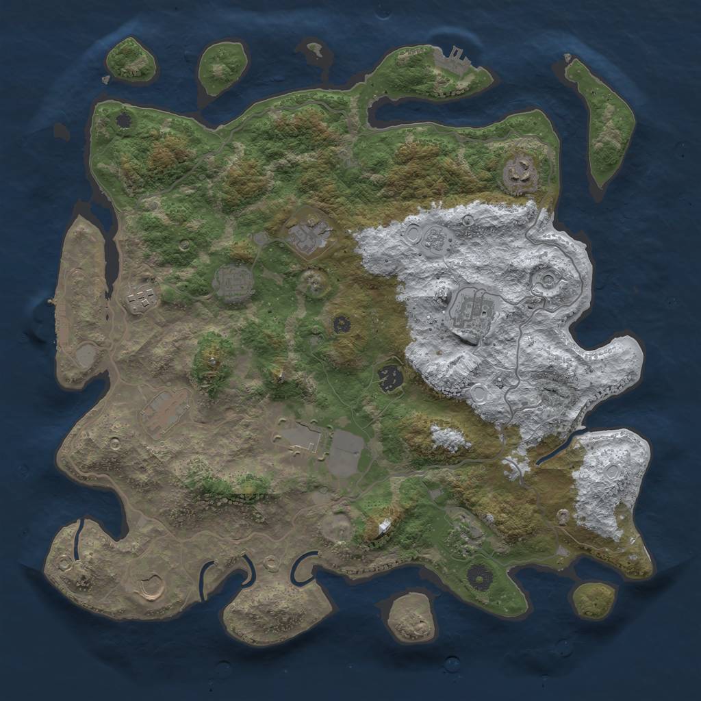 Rust Map: Procedural Map, Size: 4050, Seed: 576584452, 19 Monuments