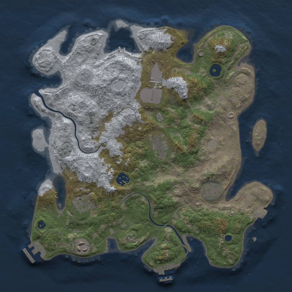 Rust Map: Procedural Map, Size: 3500, Seed: 24365871, 13 Monuments