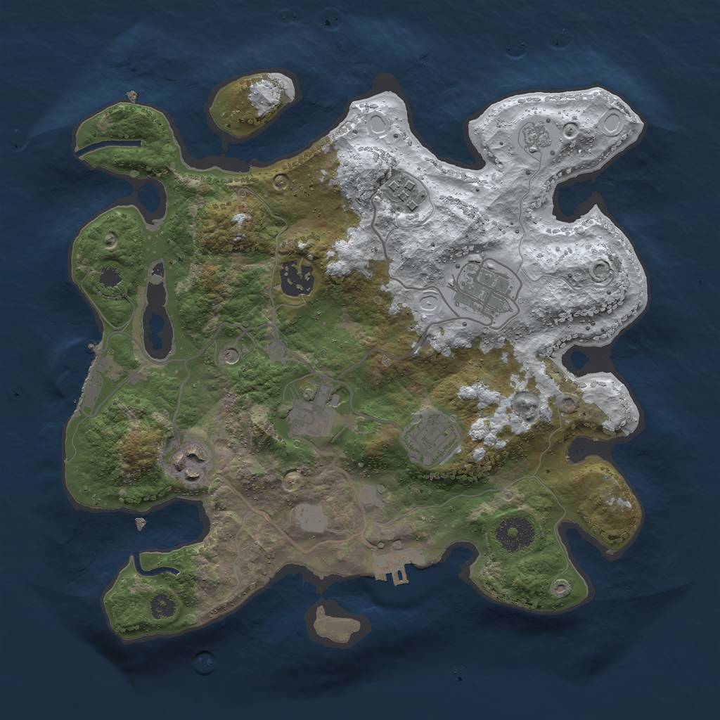 Rust Map: Procedural Map, Size: 3000, Seed: 1974304504, 15 Monuments