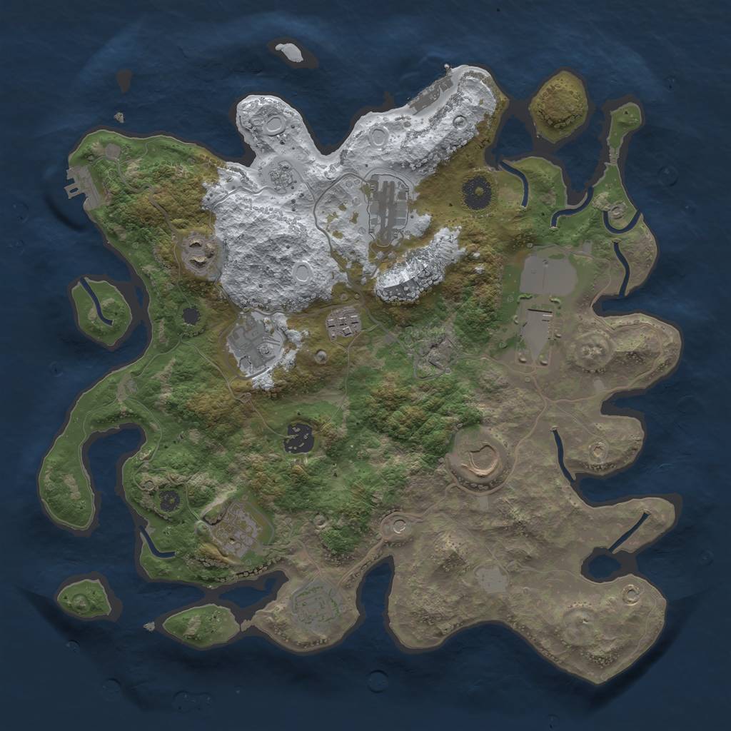 Rust Map: Procedural Map, Size: 3500, Seed: 124599973, 18 Monuments