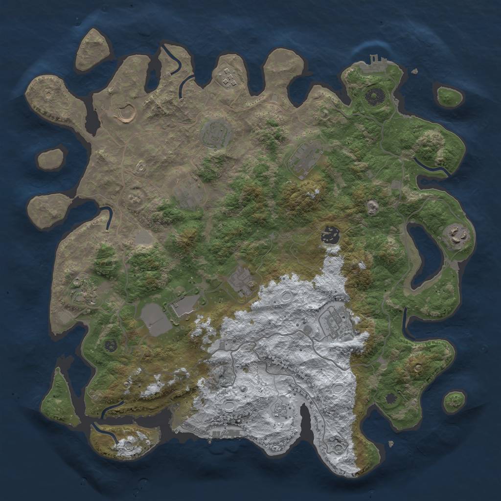 Rust Map: Procedural Map, Size: 4000, Seed: 1907020486, 20 Monuments