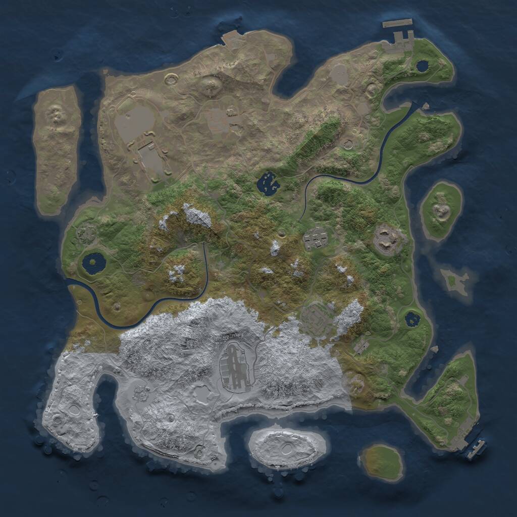 Rust Map: Procedural Map, Size: 3500, Seed: 889671266, 13 Monuments