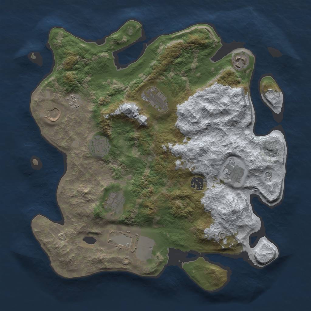 Rust Map: Barren, Size: 3500, Seed: 49, 12 Monuments