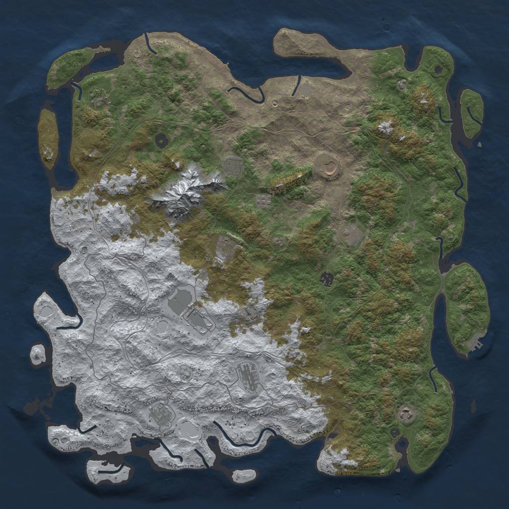 Rust Map: Procedural Map, Size: 5500, Seed: 2315355, 20 Monuments