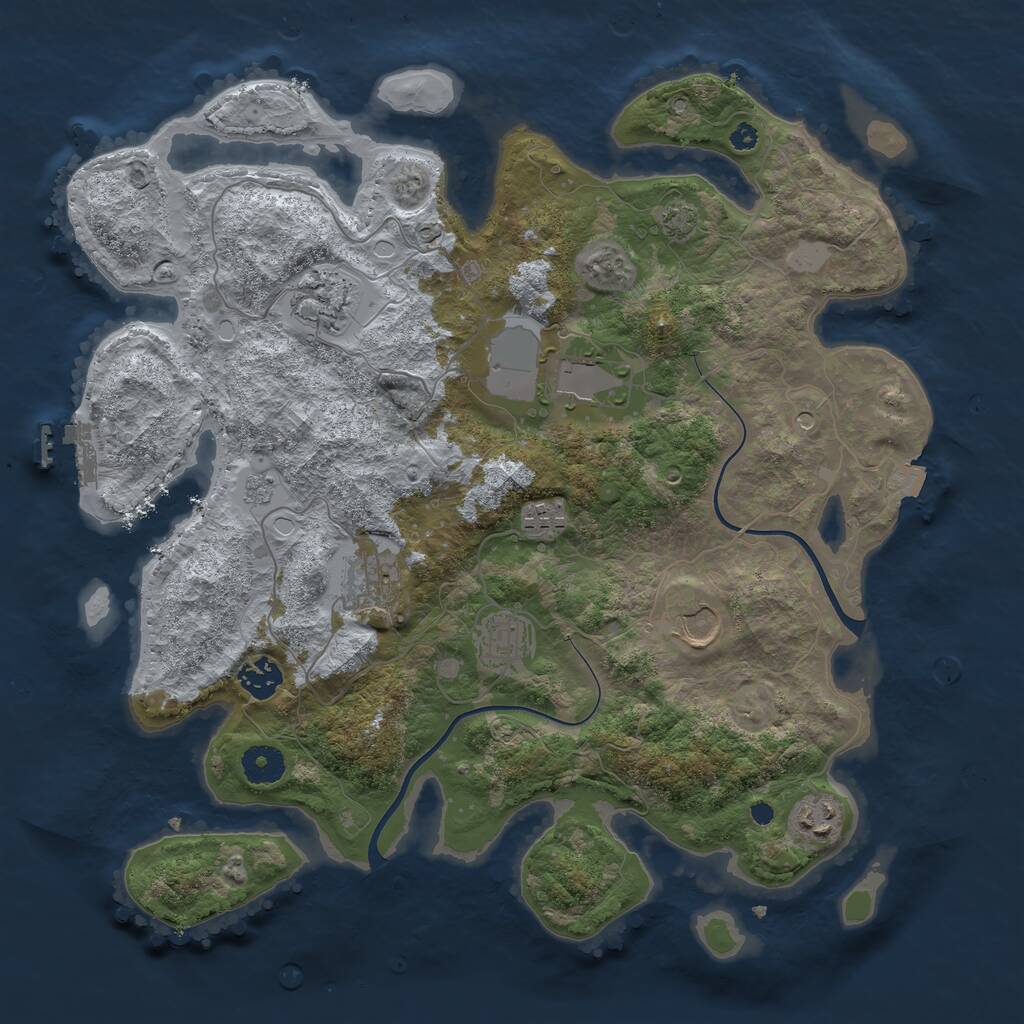 Rust Map: Procedural Map, Size: 3750, Seed: 252884948, 13 Monuments