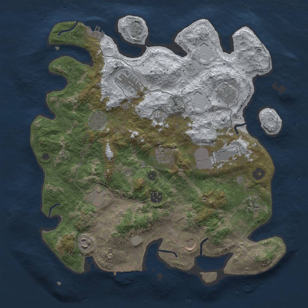 Rust Map: Procedural Map, Size: 3750, Seed: 1909726957, 20 Monuments