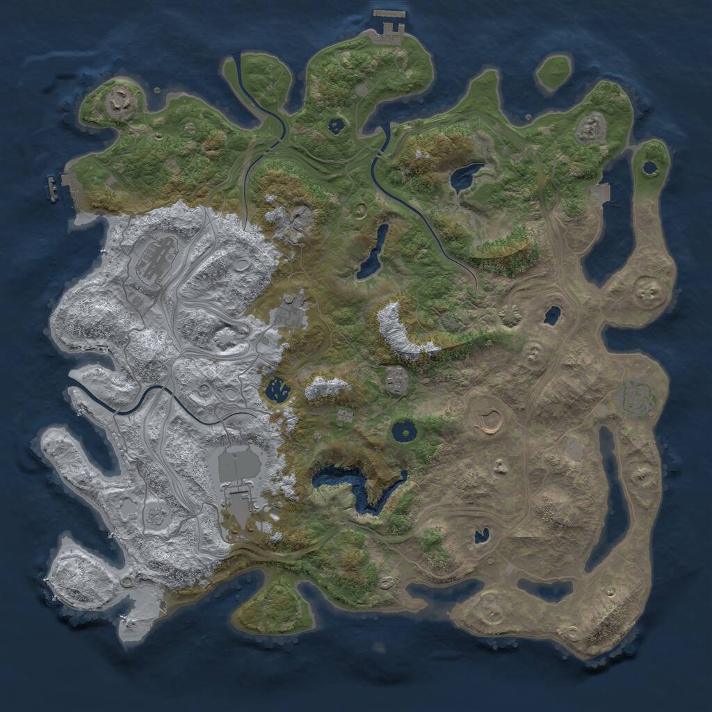 Rust Map: Procedural Map, Size: 4500, Seed: 1100176150, 14 Monuments