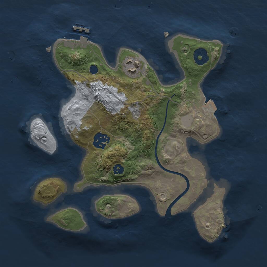 Rust Map: Procedural Map, Size: 2500, Seed: 663583999, 5 Monuments
