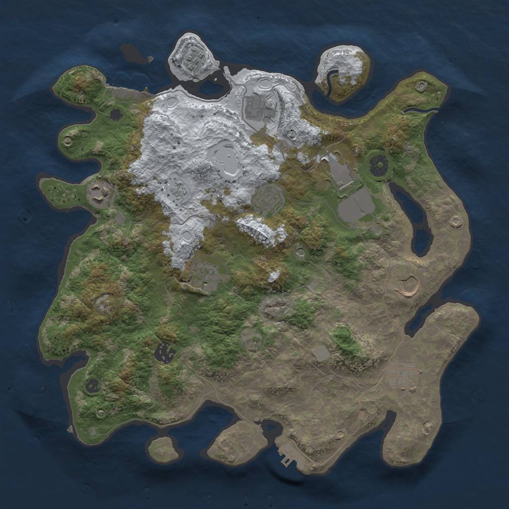 Rust Map: Procedural Map, Size: 3670, Seed: 1913307827, 18 Monuments