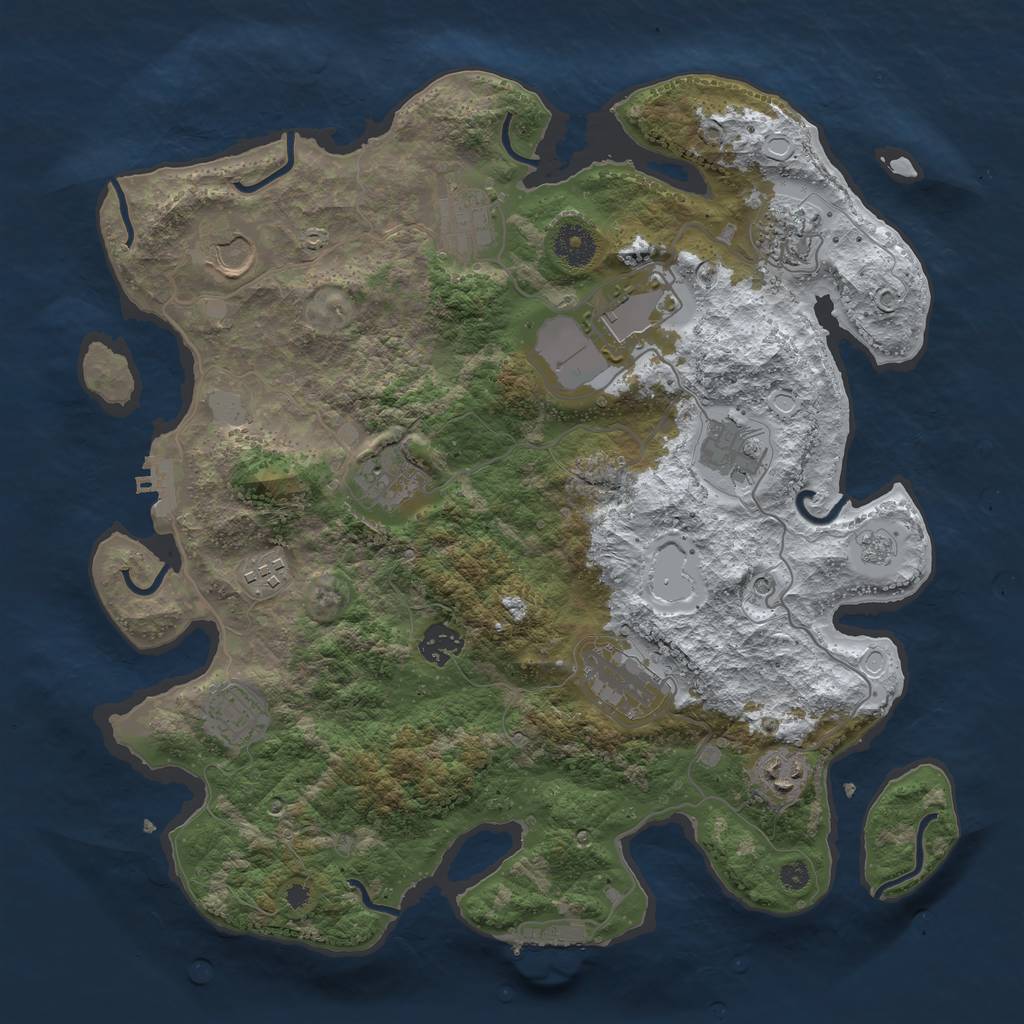 Rust Map: Procedural Map, Size: 3700, Seed: 1643883834, 20 Monuments
