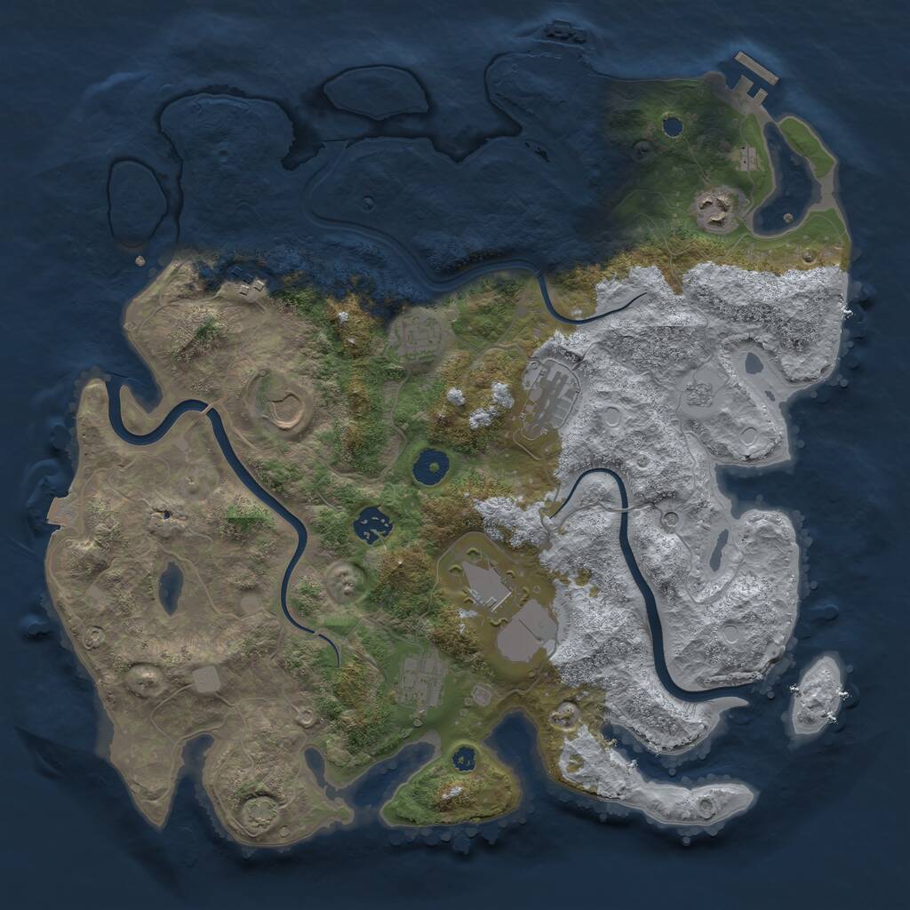 Rust Map: Procedural Map, Size: 3850, Seed: 2091977, 14 Monuments