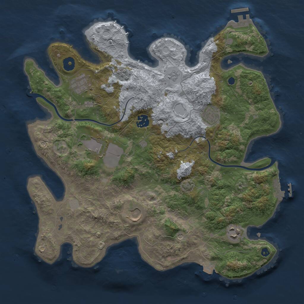 Rust Map: Procedural Map, Size: 3500, Seed: 891988, 13 Monuments