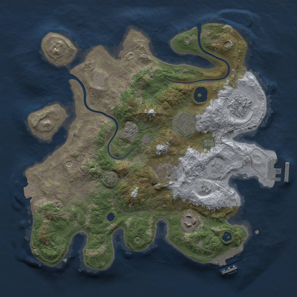 Rust Map: Procedural Map, Size: 3000, Seed: 119733027, 11 Monuments