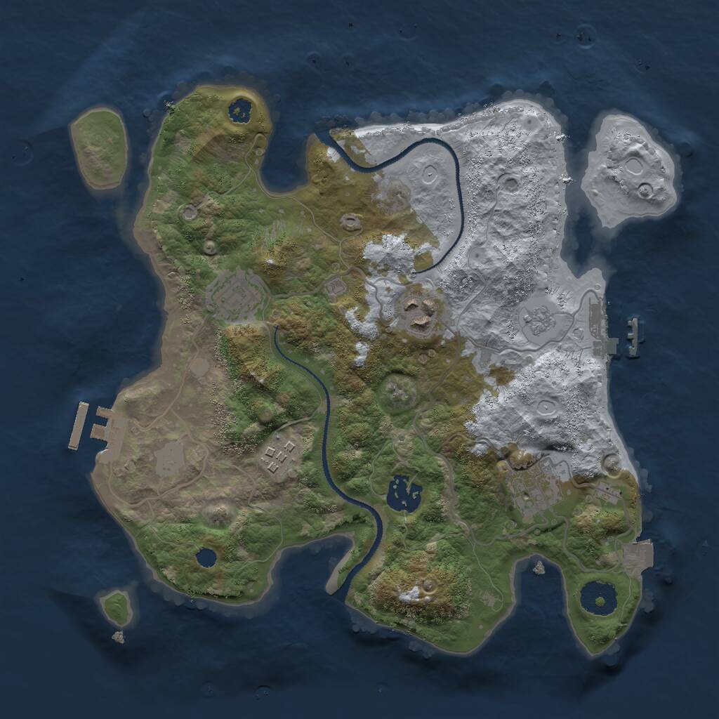 Rust Map: Procedural Map, Size: 3000, Seed: 46673, 9 Monuments