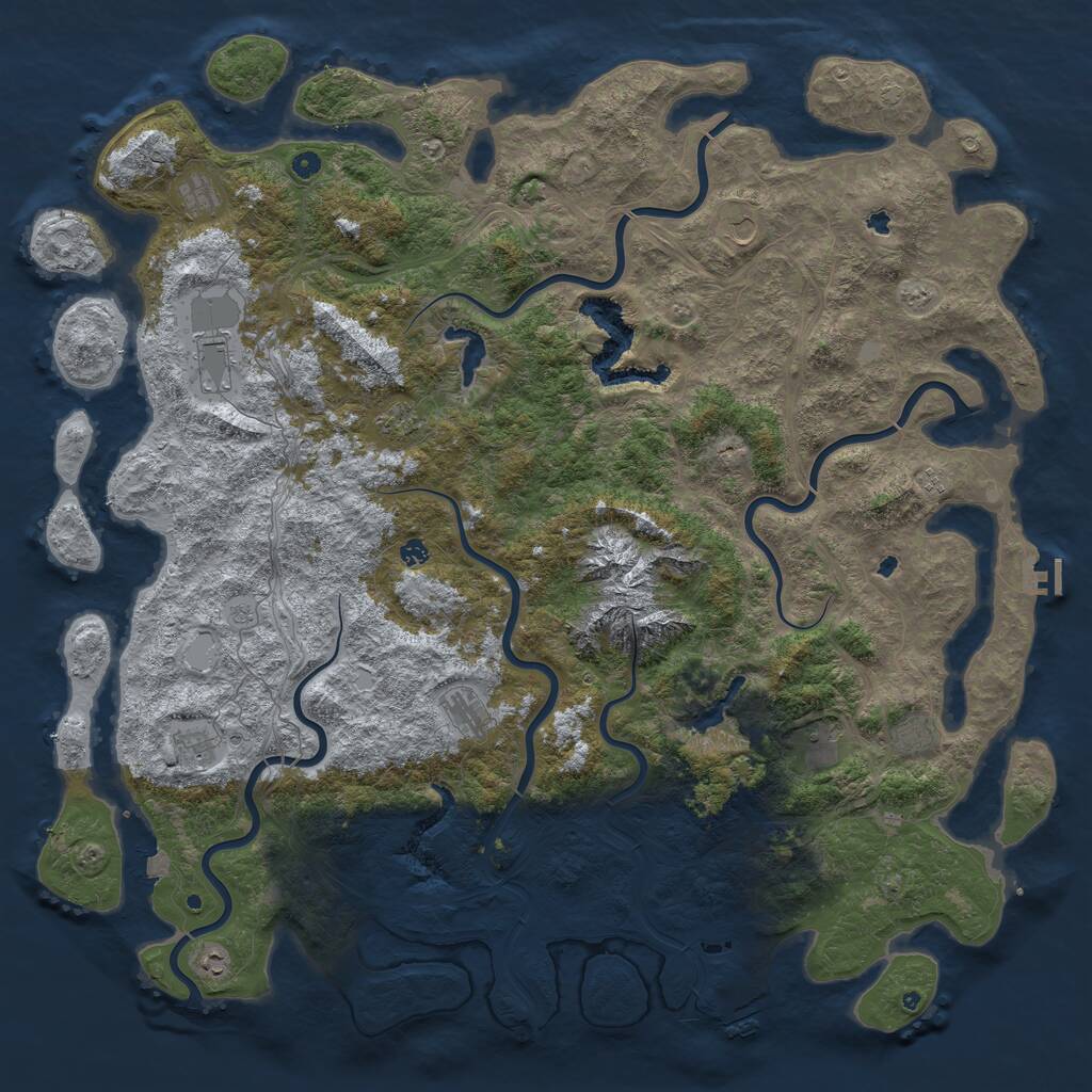 Rust Map: Procedural Map, Size: 6000, Seed: 4567852, 17 Monuments
