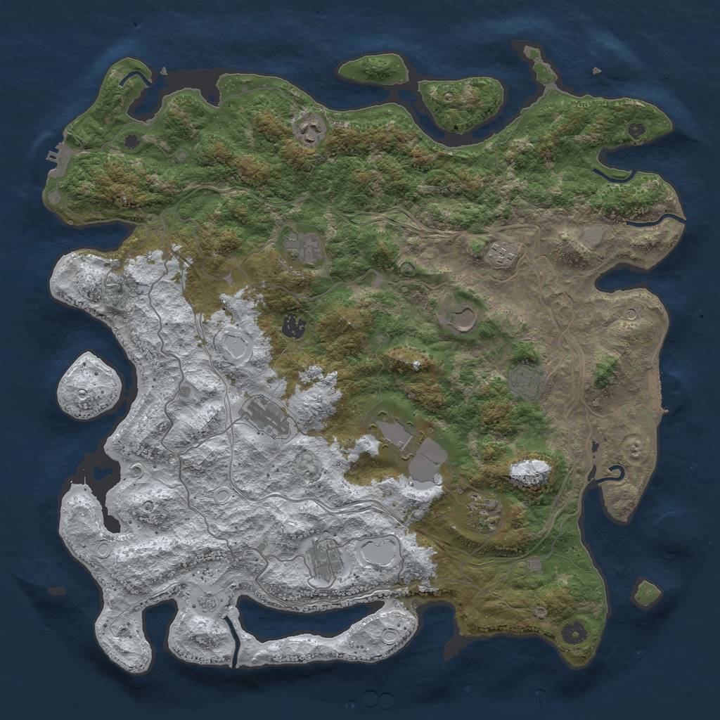 Rust Map: Procedural Map, Size: 4500, Seed: 1404623020, 19 Monuments