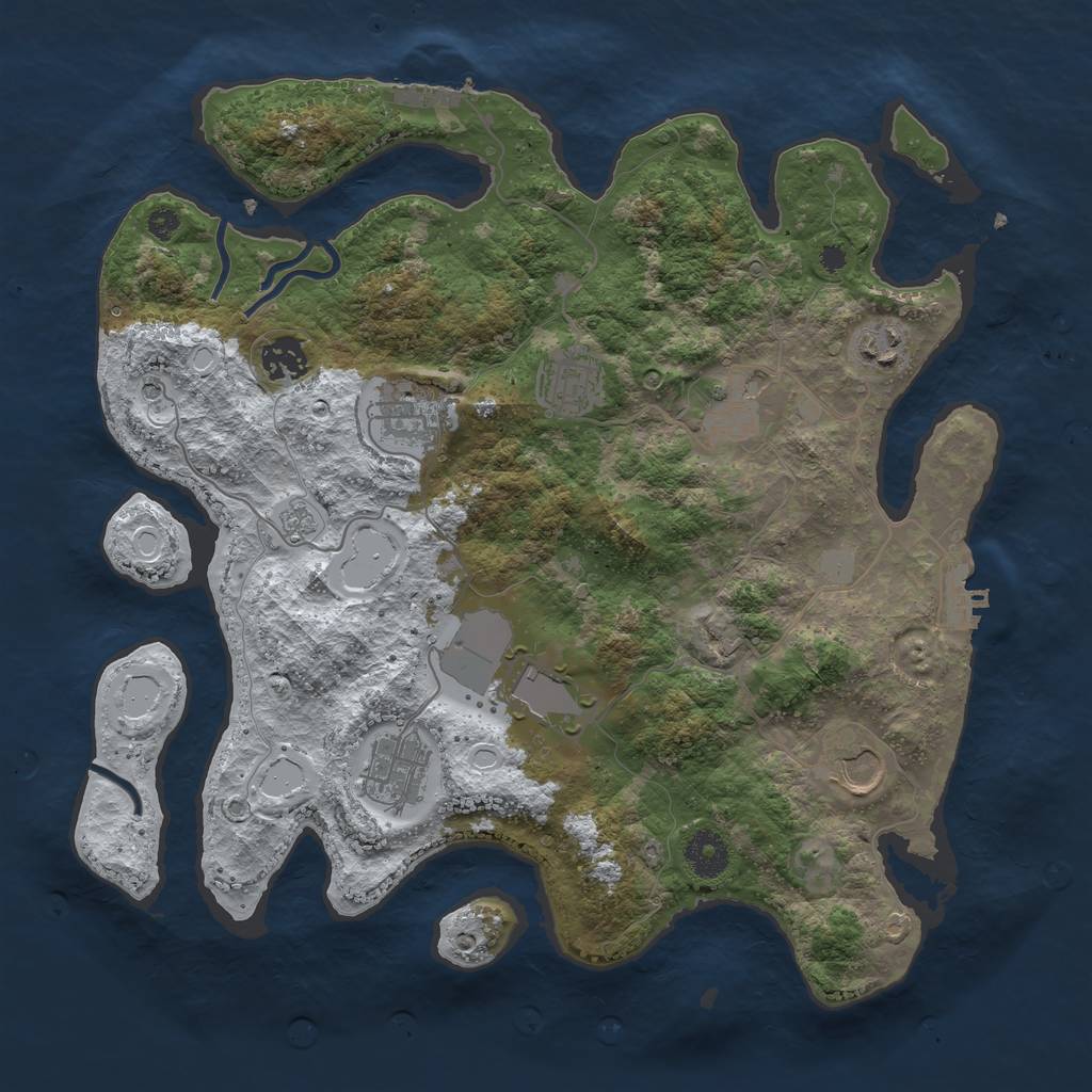 Rust Map: Procedural Map, Size: 3600, Seed: 1287567, 17 Monuments