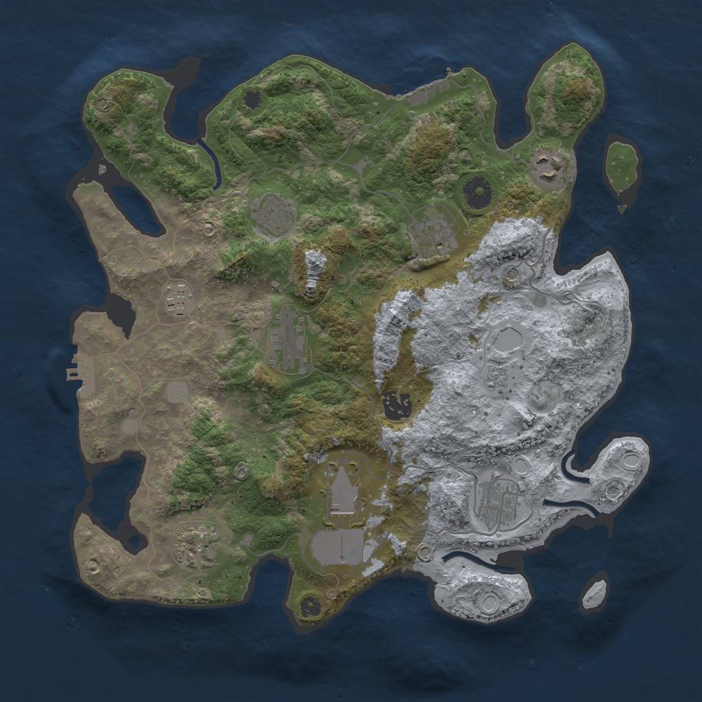 Rust Map: Procedural Map, Size: 3500, Seed: 196325123, 16 Monuments