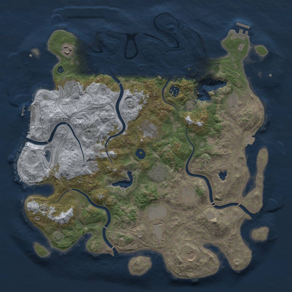 Rust Map: Procedural Map, Size: 4250, Seed: 77041, 16 Monuments