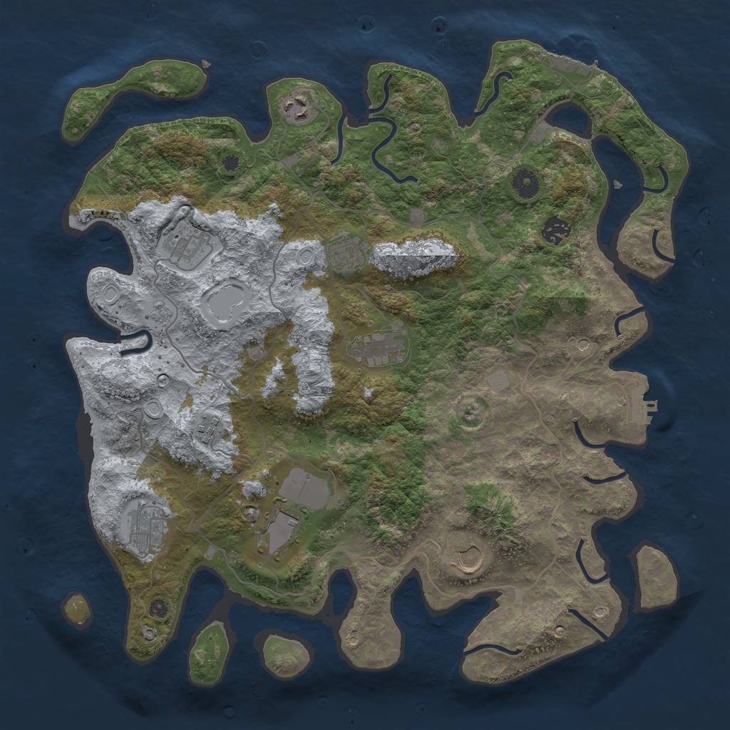 Rust Map: Procedural Map, Size: 4000, Seed: 224466, 16 Monuments