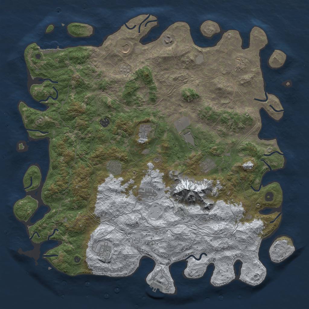 Rust Map: Procedural Map, Size: 5000, Seed: 38281, 20 Monuments