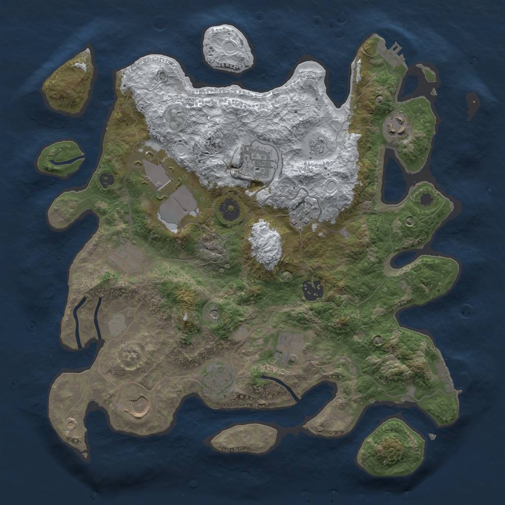Rust Map: Procedural Map, Size: 3500, Seed: 96601572, 18 Monuments