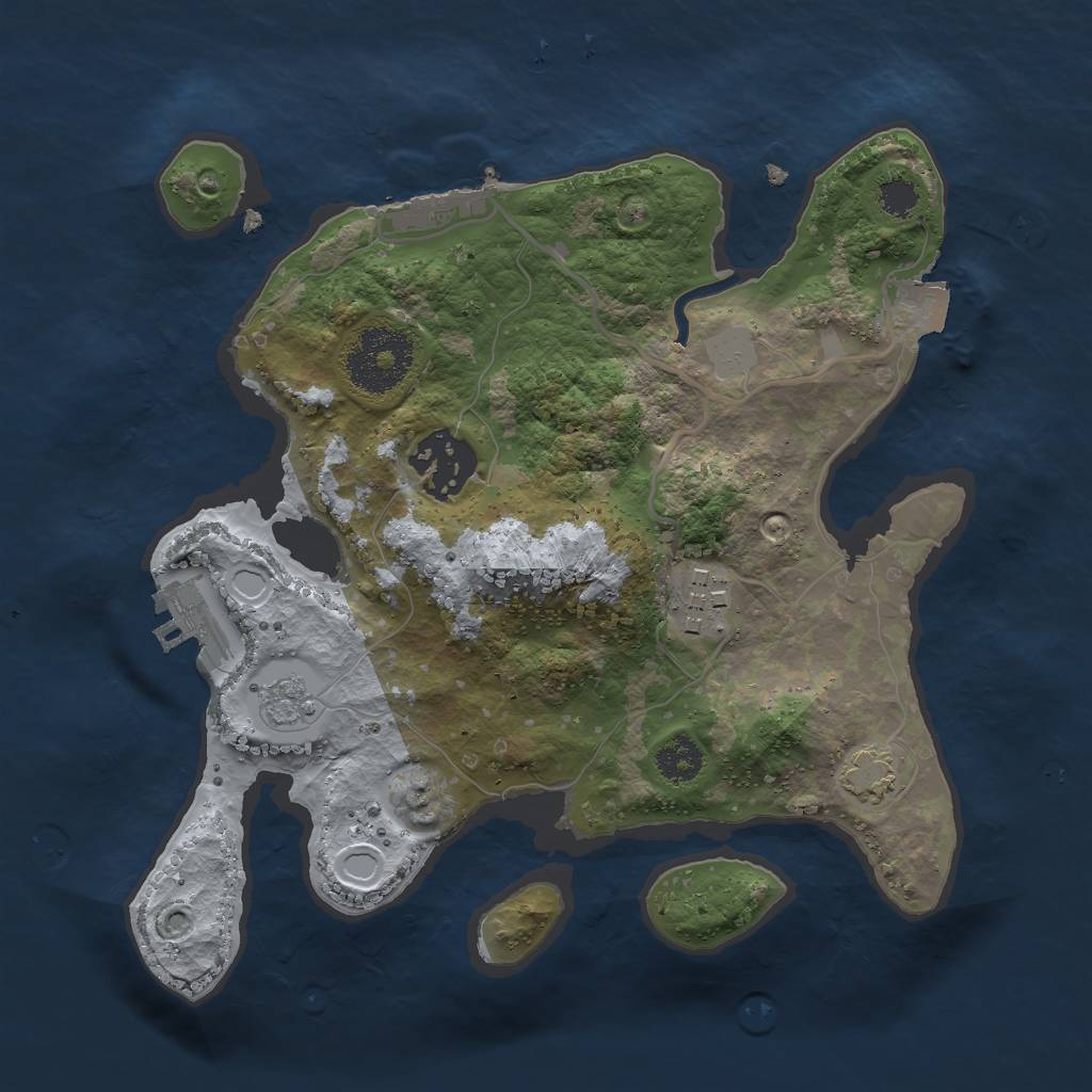 Rust Map: Procedural Map, Size: 2500, Seed: 71263, 9 Monuments