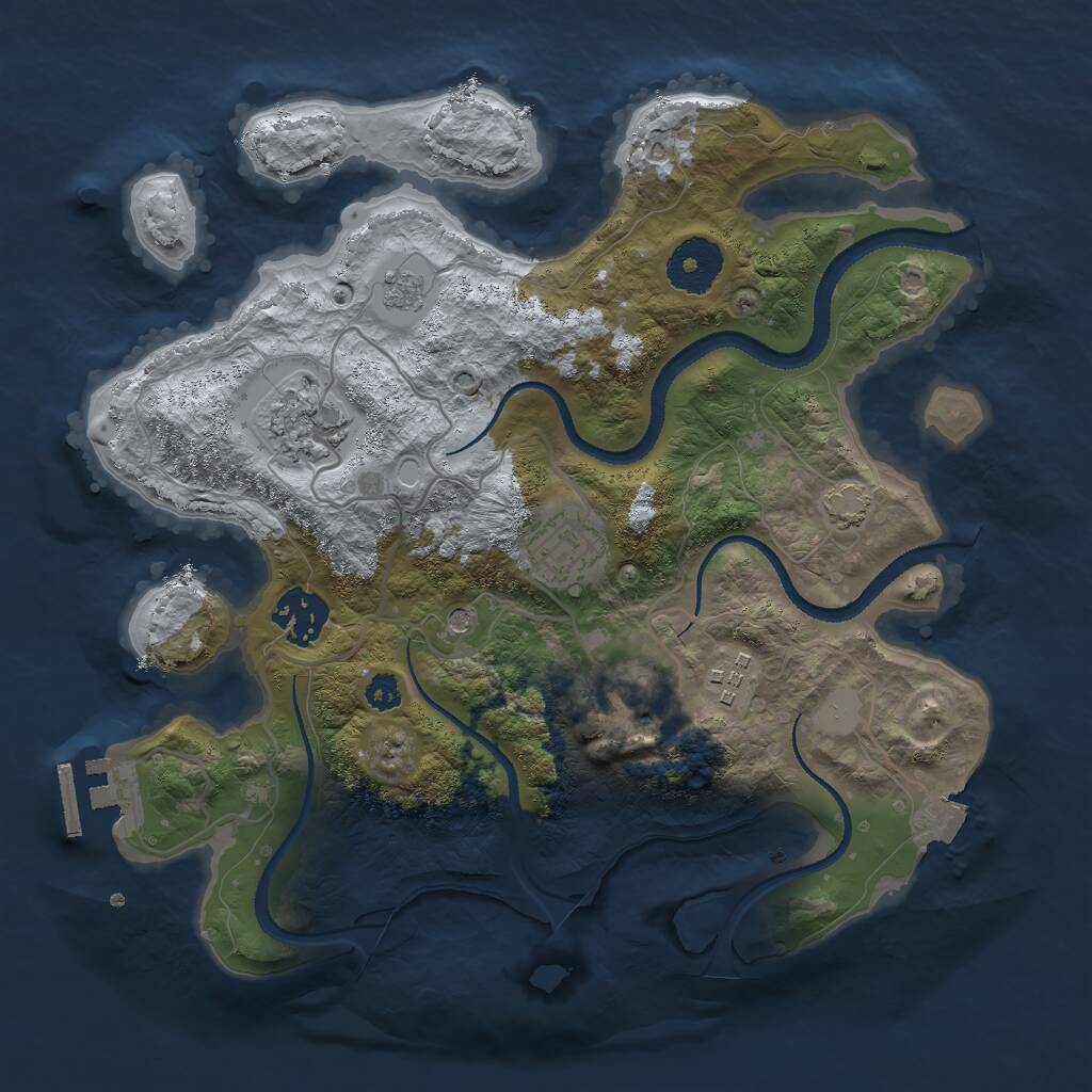 Rust Map: Procedural Map, Size: 3000, Seed: 1103072139, 10 Monuments