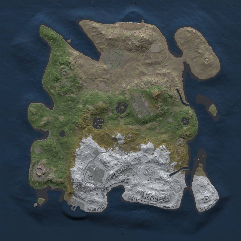 Rust Map: Procedural Map, Size: 3000, Seed: 6789, 14 Monuments