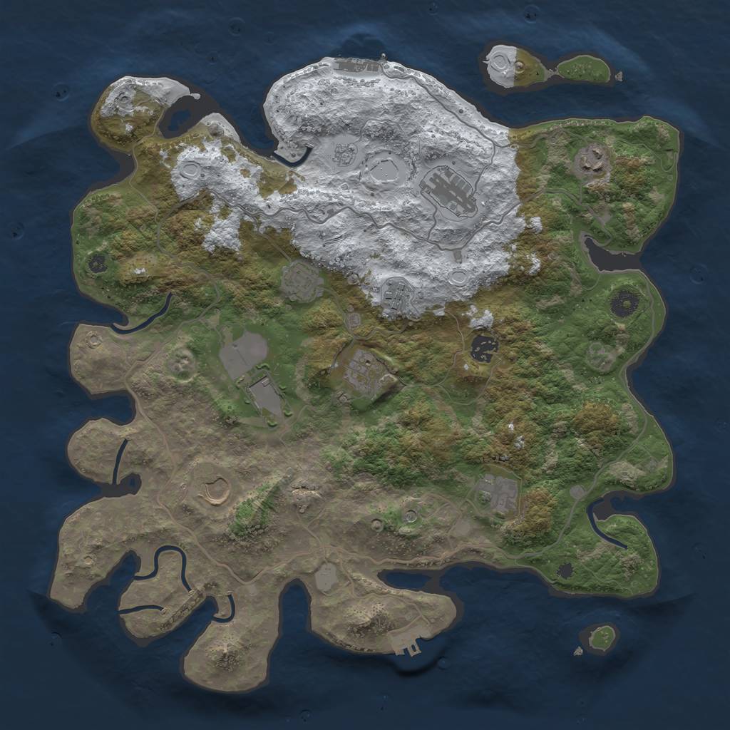 Rust Map: Procedural Map, Size: 4000, Seed: 617030528, 18 Monuments