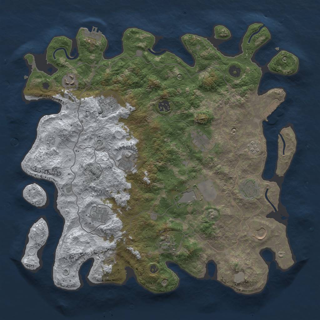 Rust Map: Procedural Map, Size: 4000, Seed: 1835918596, 20 Monuments