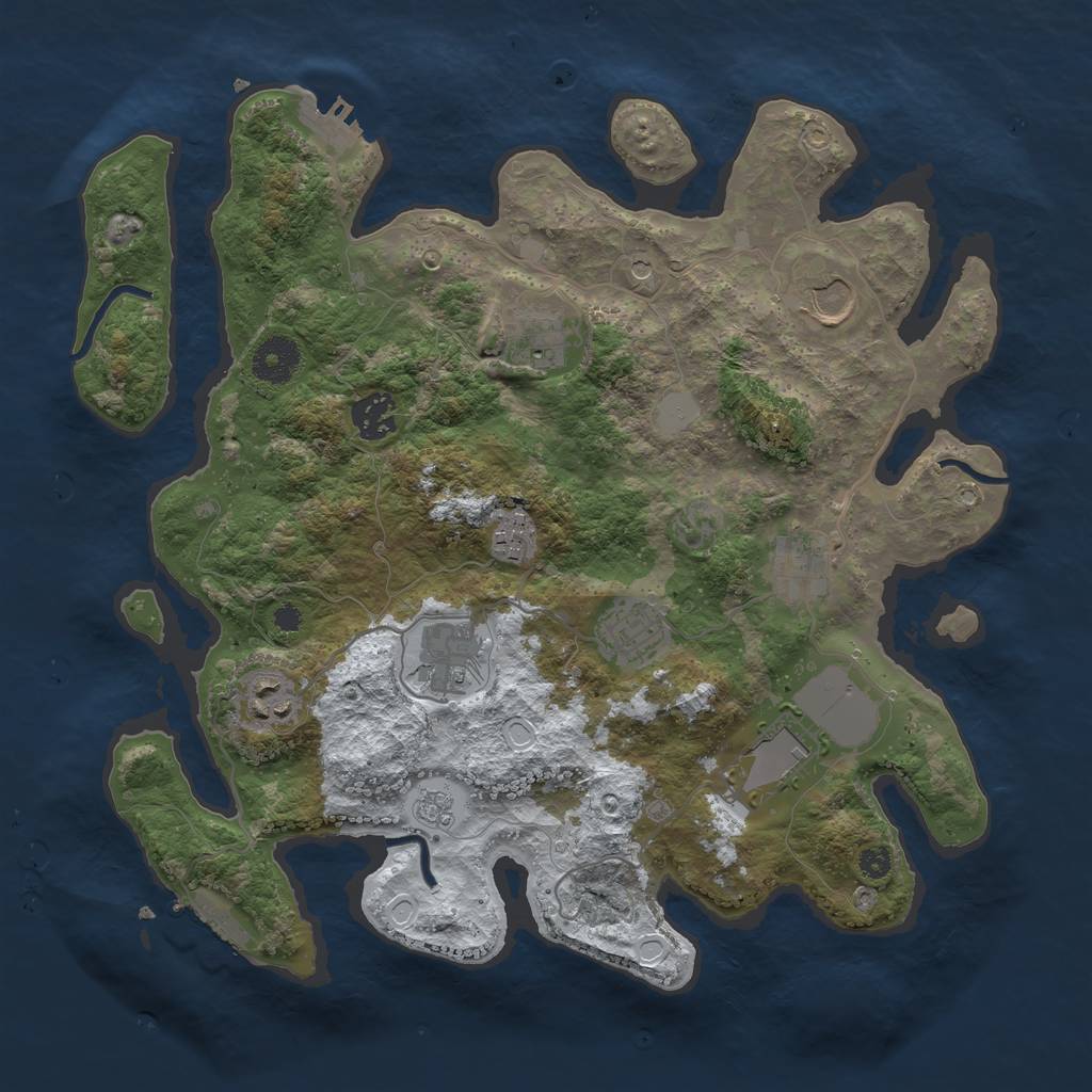 Rust Map: Procedural Map, Size: 3500, Seed: 95621, 18 Monuments
