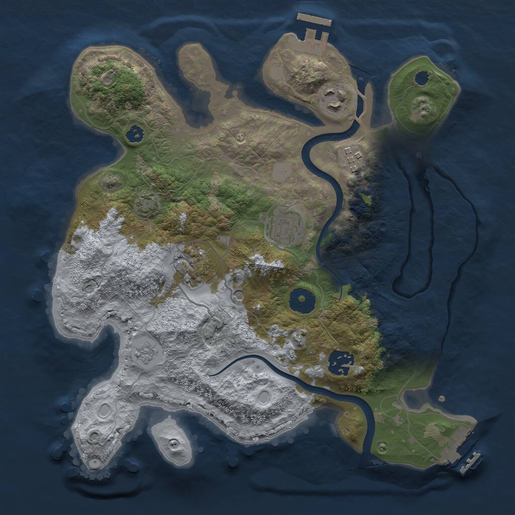 Rust Map: Procedural Map, Size: 3000, Seed: 689168957, 11 Monuments
