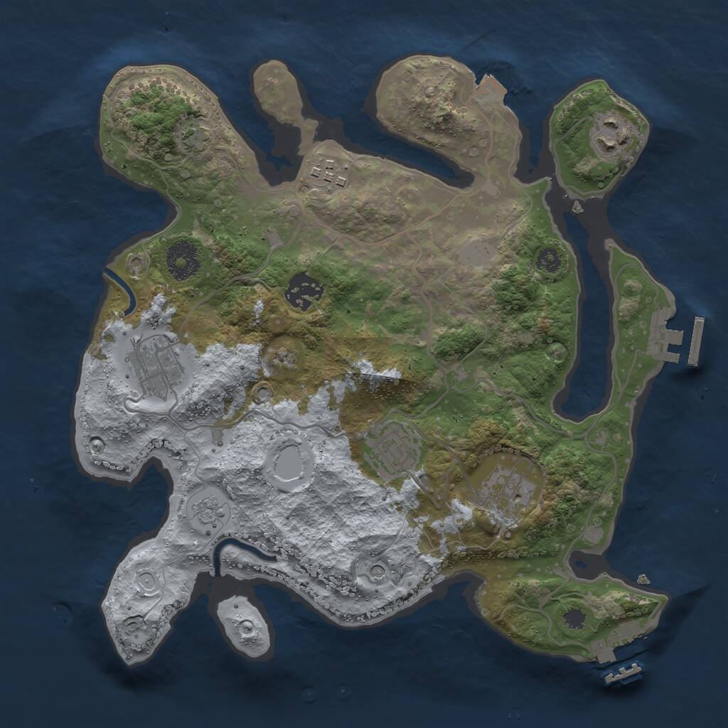Rust Map: Procedural Map, Size: 3000, Seed: 689168957, 12 Monuments