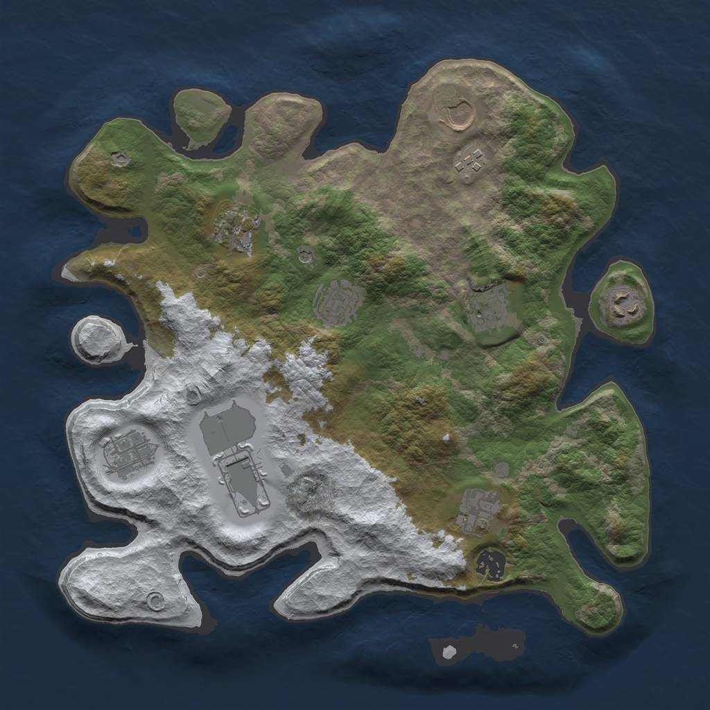 Rust Map: Barren, Size: 3500, Seed: 125236, 13 Monuments