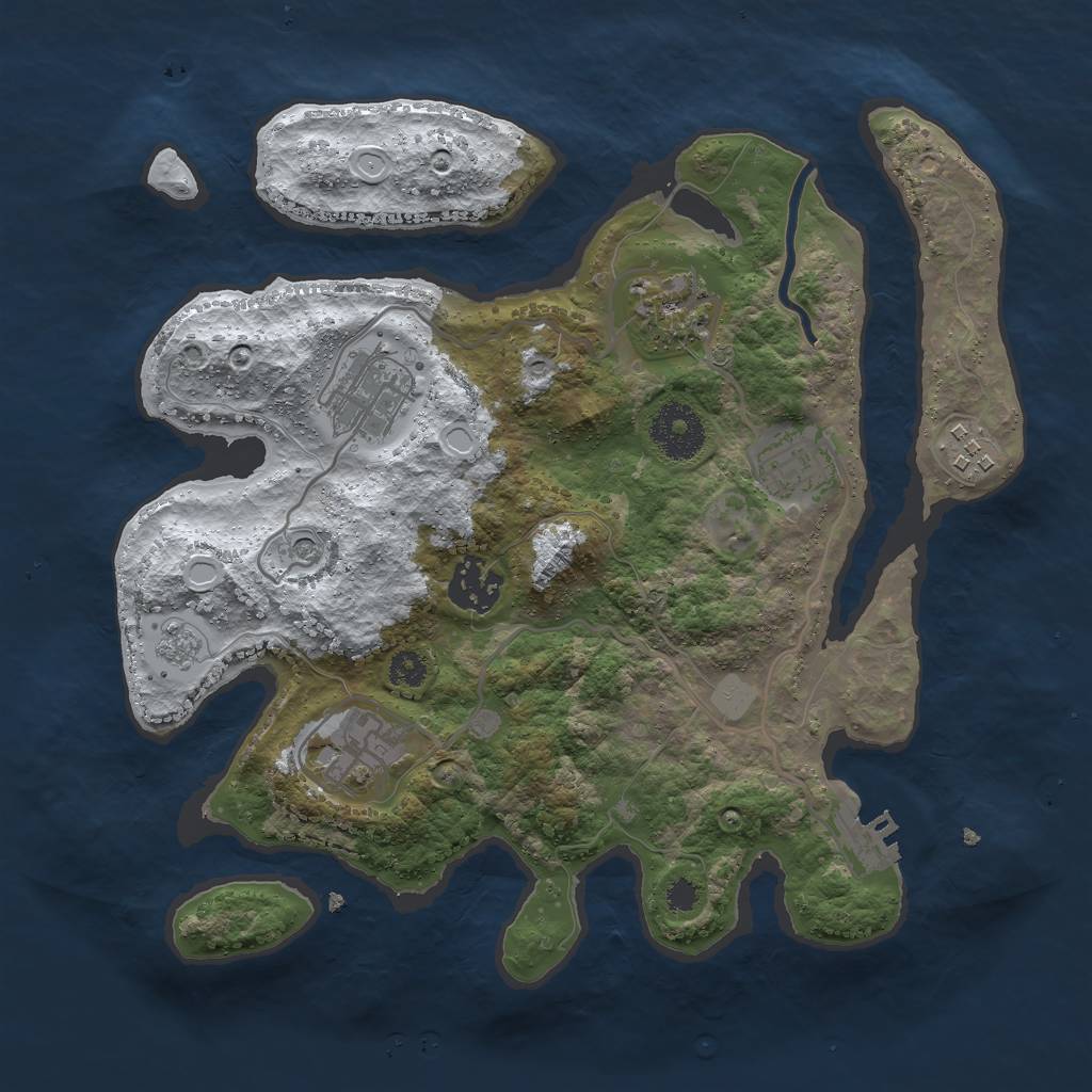 Rust Map: Procedural Map, Size: 3000, Seed: 46784, 14 Monuments