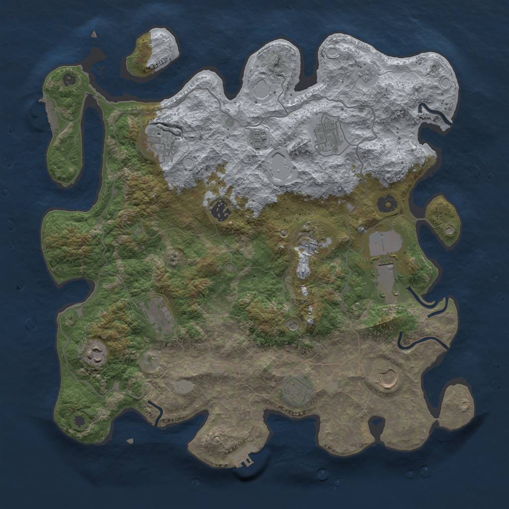 Rust Map: Procedural Map, Size: 4000, Seed: 21122018, 19 Monuments