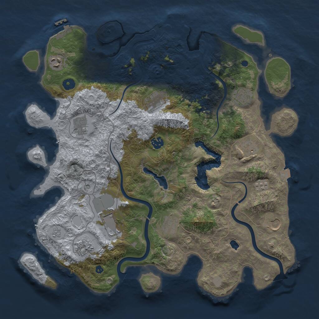 Rust Map: Procedural Map, Size: 4000, Seed: 220581175, 17 Monuments