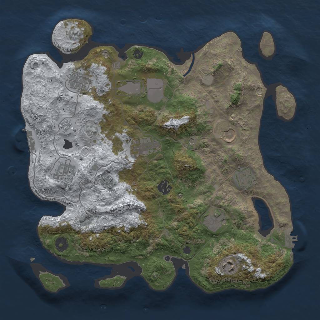 Rust Map: Procedural Map, Size: 3500, Seed: 55466465, 19 Monuments