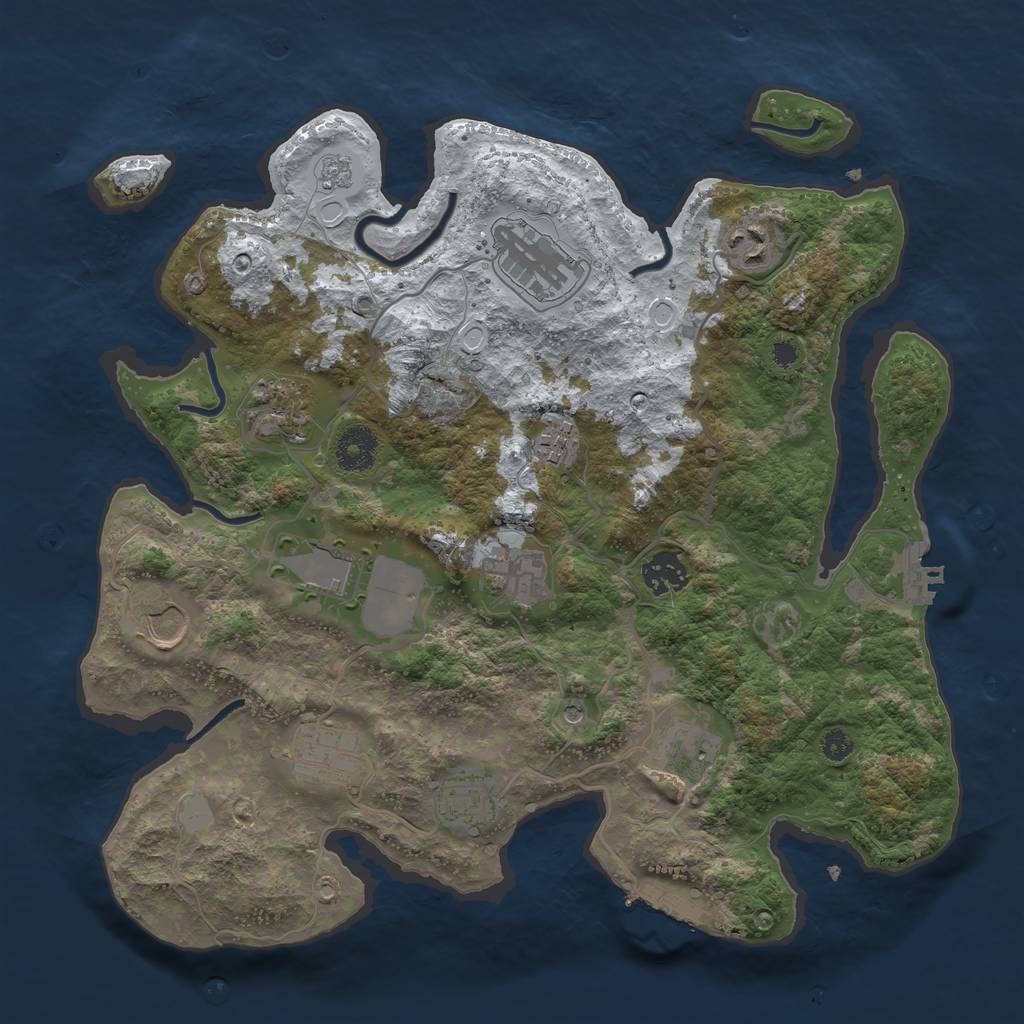 Rust Map: Procedural Map, Size: 3500, Seed: 297589212, 20 Monuments