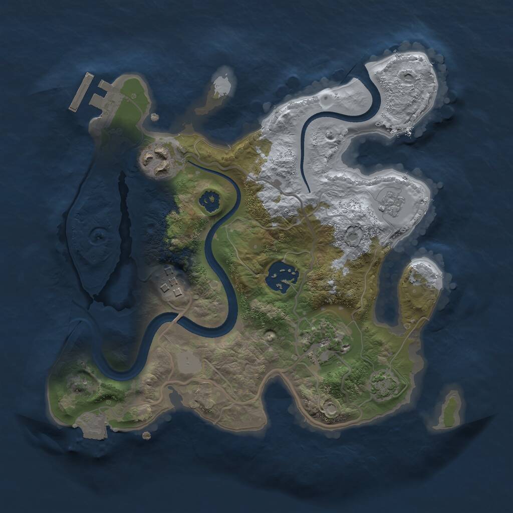 Rust Map: Procedural Map, Size: 2500, Seed: 54684, 8 Monuments