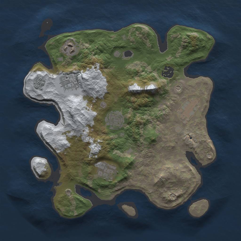 Rust Map: Barren, Size: 3000, Seed: 554120077, 10 Monuments
