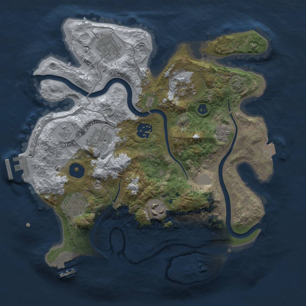 Rust Map: Procedural Map, Size: 3000, Seed: 1045452275, 13 Monuments