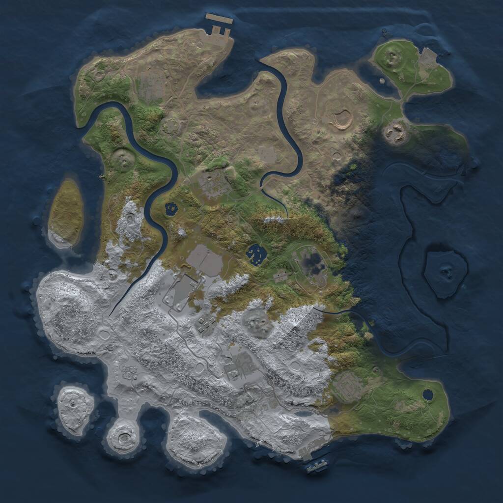 Rust Map: Procedural Map, Size: 3750, Seed: 1329235803, 16 Monuments