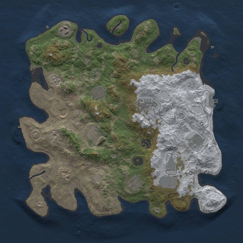 Rust Map: Procedural Map, Size: 3700, Seed: 293522407, 20 Monuments