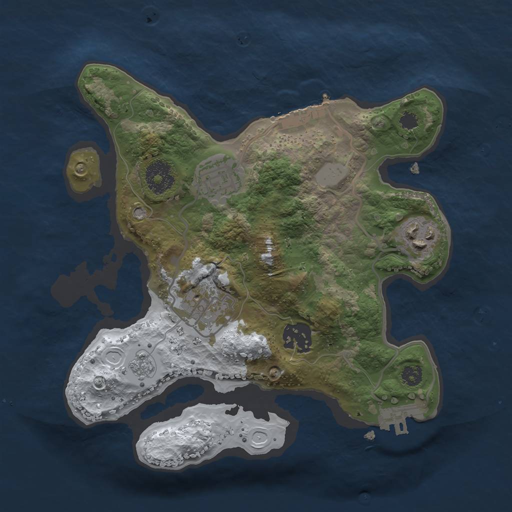 Rust Map: Procedural Map, Size: 2500, Seed: 2315355, 12 Monuments